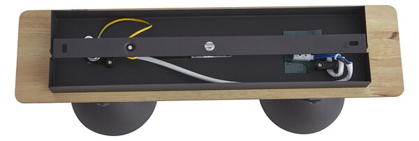 Faretto da soffitto nero con legno 2 luci ruotabile e inclinabile - Jakub