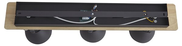 Faretto da soffitto nero con legno 3 luci ruotabile e inclinabile - Jakub