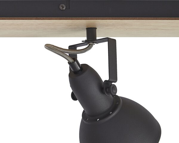 Faretto da soffitto nero con legno 4 luci orientabile e inclinabile - Jakub