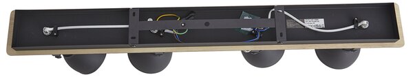 Faretto da soffitto nero con legno 4 luci orientabile e inclinabile - Jakub