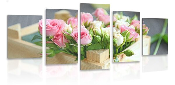 Quadri 5 pezzi – Delicata composizione floreale