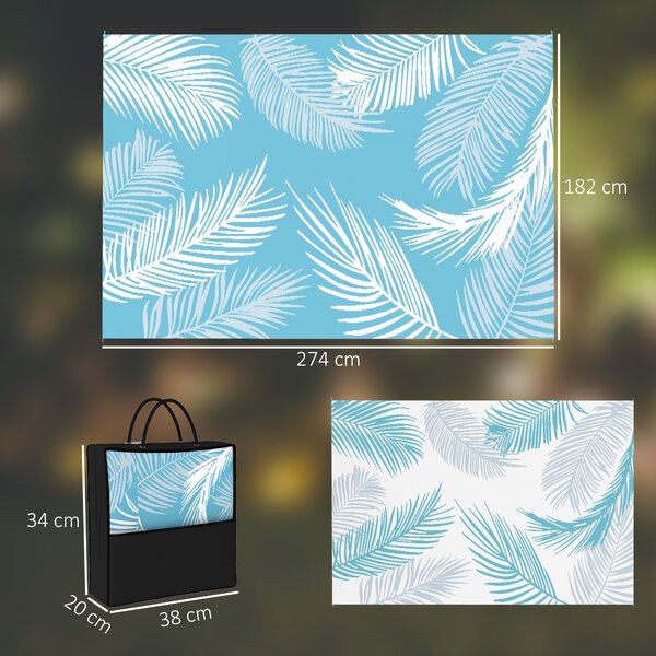 Outsunny Tappeto per esterno reversibile 274x182 cm, tappeto in PP resistente alle intemperie, sacca di trasporto, blu | Aosom Italy