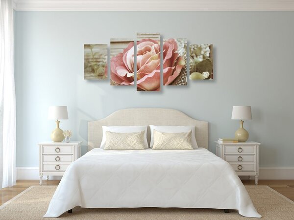 Quadri 5 pezzi – Rosa vintage elegante