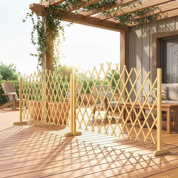 Outsunny Set di 2 Pannelli di Recinzione da Giardino Estensibili in Legno per Decorazione Terrazza 180x30x103 cm Naturale | Aosom Italy