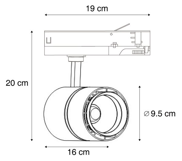 Faretto moderno bianco per binario trifase con LED - 3-Phase Ruler