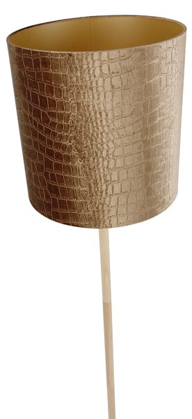 Lampada da terra in legno con paralume in velluto con design a coccodrillo 40cm - Mels