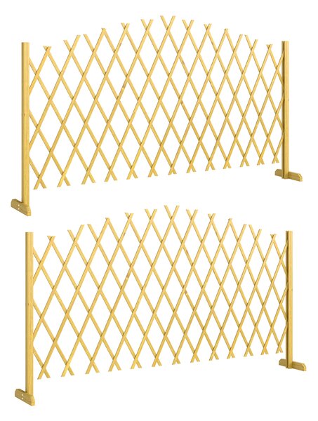 Outsunny Set di 2 Pannelli di Recinzione da Giardino Estensibili in Legno per Decorazione Terrazza 180x30x103 cm Naturale | Aosom Italy