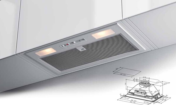 Faber Cappa Cucina Aspirante Sottopensile Incasso Larghezza 52 cm Profondit 29 cm colore Grigio - 305.0602.040 INKA SMART C/33 52 FB