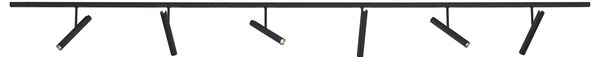 Sistema di illuminazione a binario moderno nero con 6 faretti neri monofase - Slimline Avery