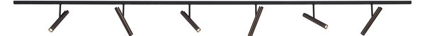 Sistema di illuminazione a binario moderno nero con 6 faretti bronzo scuro monofase - Slimline Avery