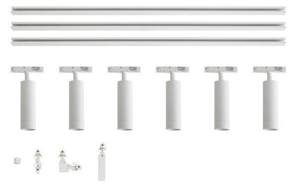 Sistema di illuminazione a binario moderno con 6 faretti bianco 1 fase - Slimline Uzzy