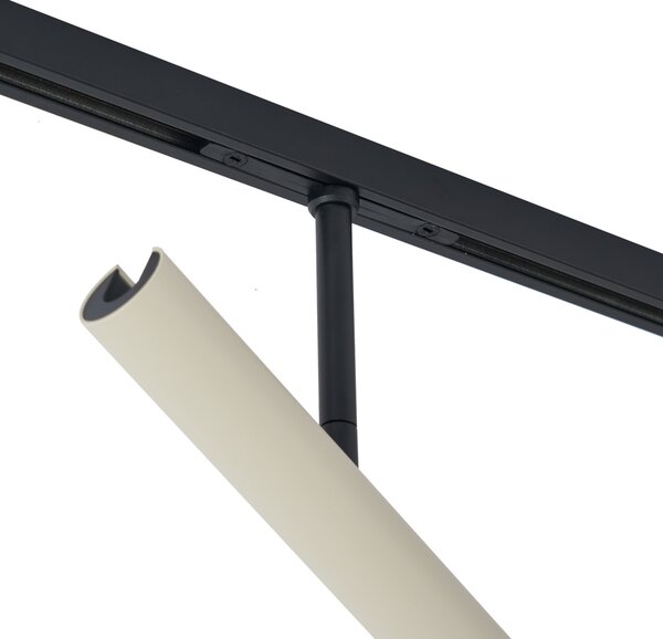 Sistema di illuminazione a binario moderno nero con 6 faretti beige monofase - Slimline Avery