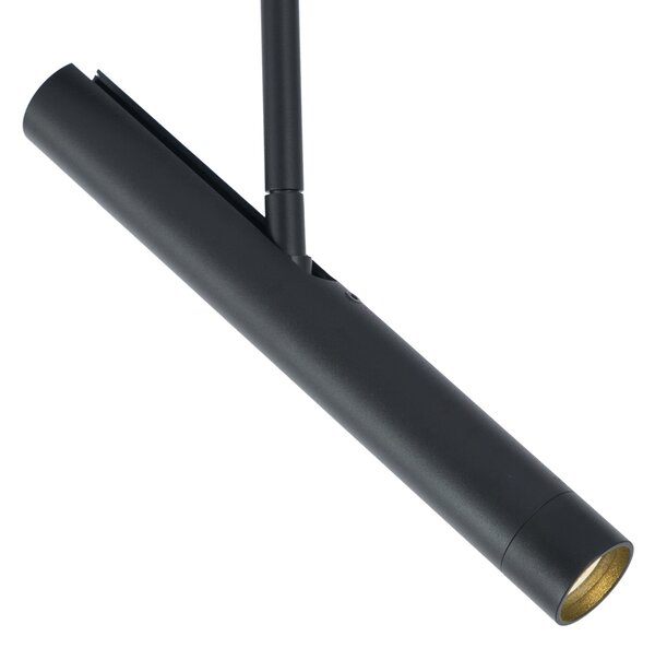 Sistema di illuminazione a binario moderno nero con 6 faretti neri monofase - Slimline Avery