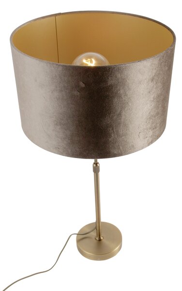 Lampada da tavolo bronzo con paralume in velluto marrone 35cm - Parte