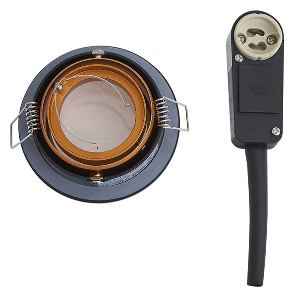 Set di 6 faretti da incasso moderni neri con oro orientabili e inclinabili IP44 - Chuck