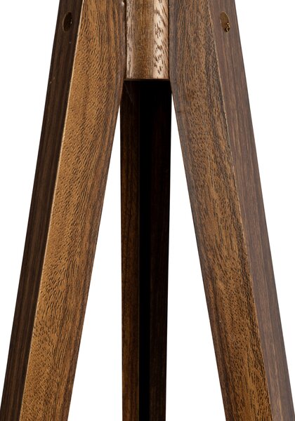 Lampada da terra treppiede in legno di noce con paralume a righe marrone e beige 50cm - Tripod Classic