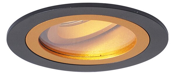 Set di 6 faretti da incasso moderni neri con oro orientabili e inclinabili IP44 - Chuck