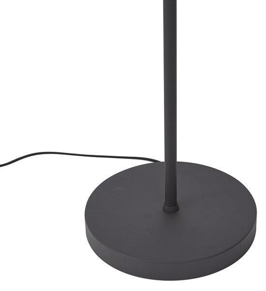 Lampada da terra industriale nera con legno a 2 luci - Jakub