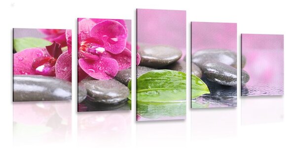 Quadri 5 pezzi – Orchidea con tocco di relax