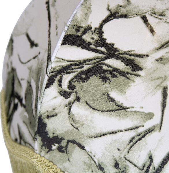 Lampada da terra nera con paralume floreale e interno bianco 45cm - Classico