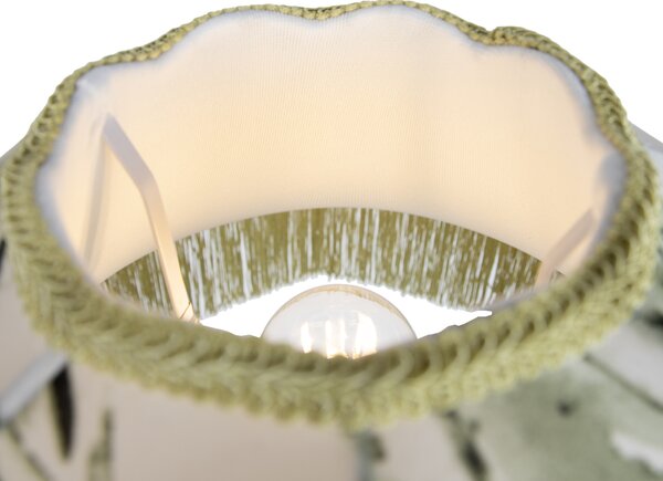Lampada da terra nera con paralume floreale e interno bianco 45cm - Classico