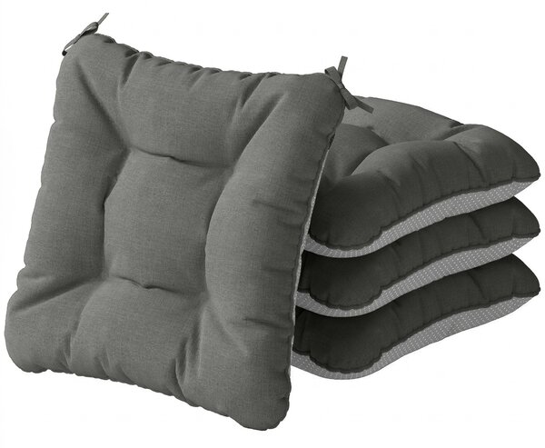 Outsunny Set di 4 Cuscini per Sedie per Giardino con Laccetti e Base Antiscivolo Impermeabili 39,5x39,5x10 cm Grigio Scuro | Aosom Italy