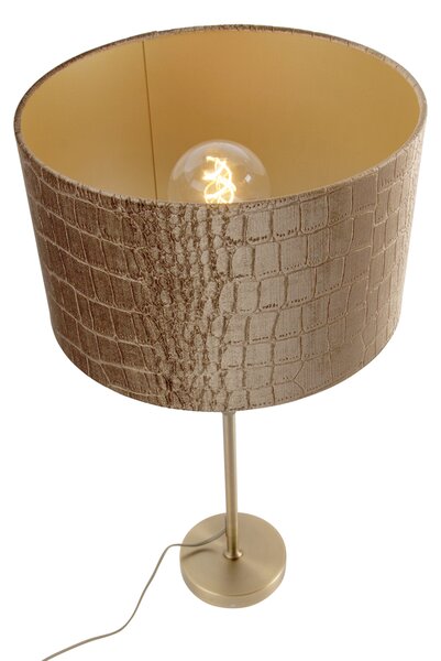 Lampada da tavolo bronzo con paralume in velluto coccodrillo 35cm - Parte