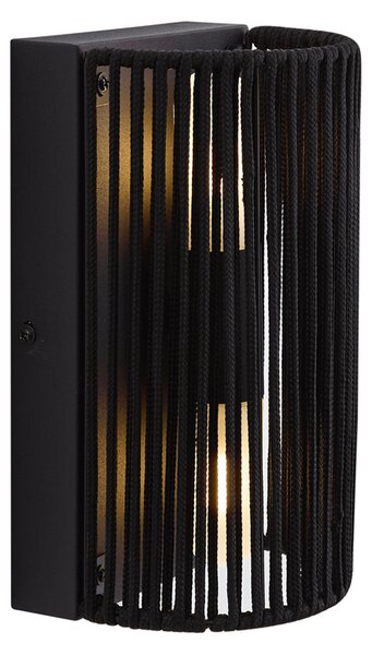 Lampada da parete Japandi nera con corda IP44 - Jayla