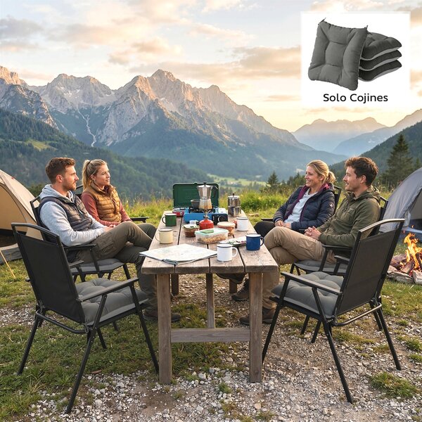 Outsunny Set di 4 Cuscini per Sedie per Giardino con Laccetti e Base Antiscivolo Impermeabili 39,5x39,5x10 cm Grigio Scuro | Aosom Italy