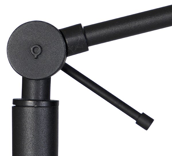 Lampada da terra nera regolabile con paralume a righe marroni e beige 50cm - Editor