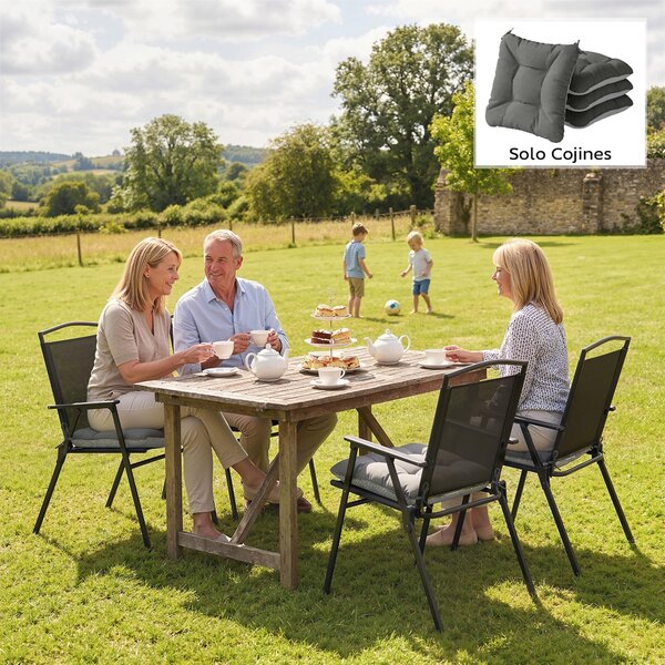 Outsunny Set di 4 Cuscini per Sedie per Giardino con Laccetti e Base Antiscivolo Impermeabili 39,5x39,5x10 cm Grigio Scuro | Aosom Italy