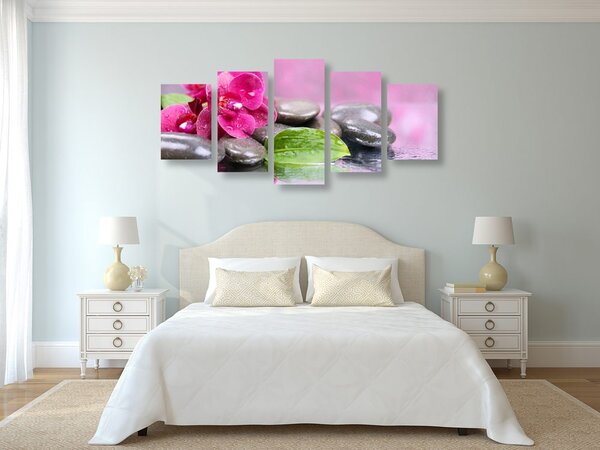 Quadri 5 pezzi – Orchidea con tocco di relax