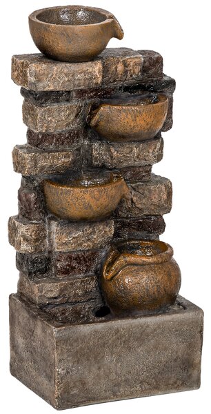 Outsunny Fontana a cascata 5 livelli per giardino con illuminazione LED effetto pietra, pompa regolabile 31 x 25,5 x 72 cm | Aosom Italy