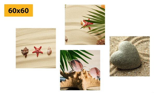 Set di quadri – Natura morta della spiaggia sabbiosa