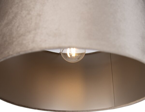 Lampada a sospensione nera con paralume tortora 35cm 3 luci - Cava