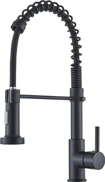 Rubinetto da cucina nero con doccetta estraibile, orientabile a 360° - acciaio inox ad alta pressione