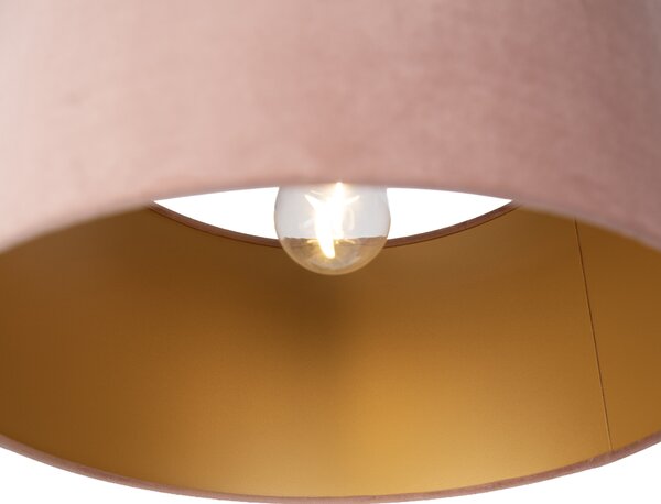 Lampada a sospensione nera con paralume rosa e interno dorato 35cm 3 luci - Cava