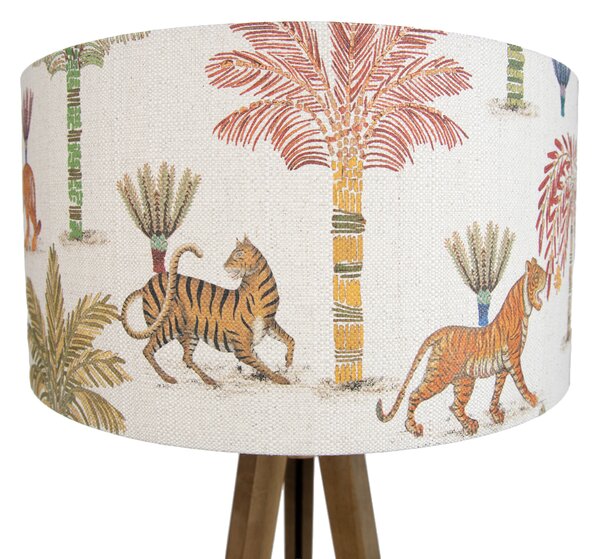 Lampada da terra in legno con paralume multicolore e stampa animalier 50cm - Tripod Classic