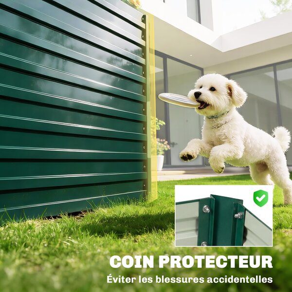 Outsunny Fioriera rialzata galvanizzata rettangolare per esterno - fondo aperto - 160 x 80 x 60 cm, verde | Aosom Italy