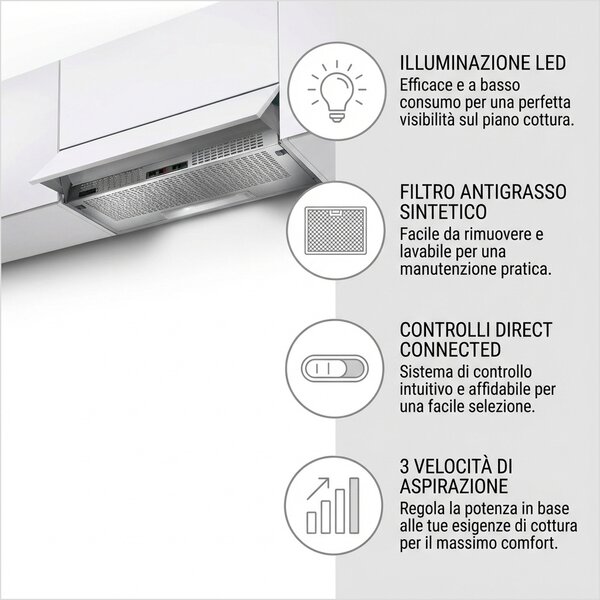 Faber Cappa Cucina Aspirante Sottopensile Incasso Larghezza 60 cm Profondit 30 cm Grigio chiaro (senza frontalino) 152 LG A/60 315.0547.802