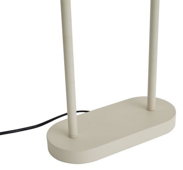 Lampada da terra beige con paralume ovale bianco in lino 35 cm - Thijmen