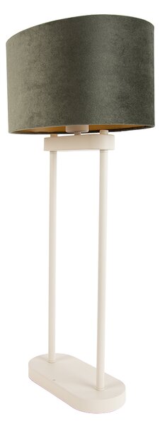 Lampada da tavolo beige con paralume ovale verde e interno dorato 35cm - Thijmen