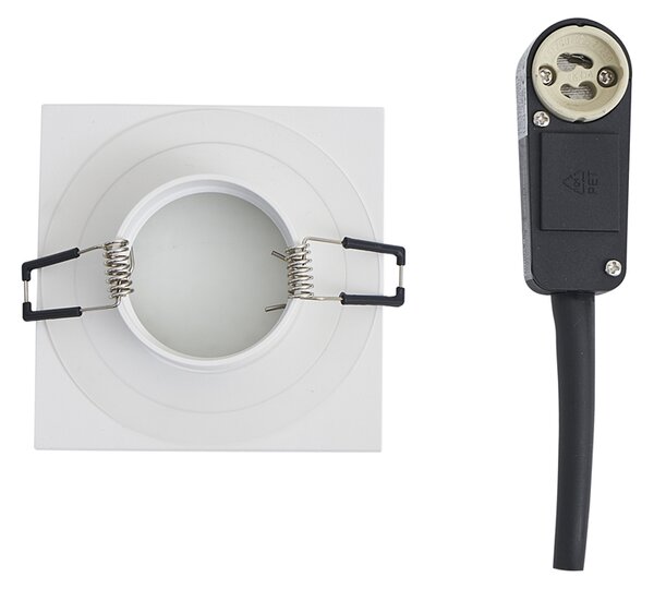 Set di 6 faretti da incasso moderni bianchi quadrati IP44 - Qure