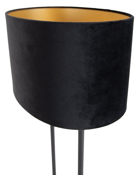 Lampada da tavolo nera con paralume ovale nero 35 cm - Thijmen