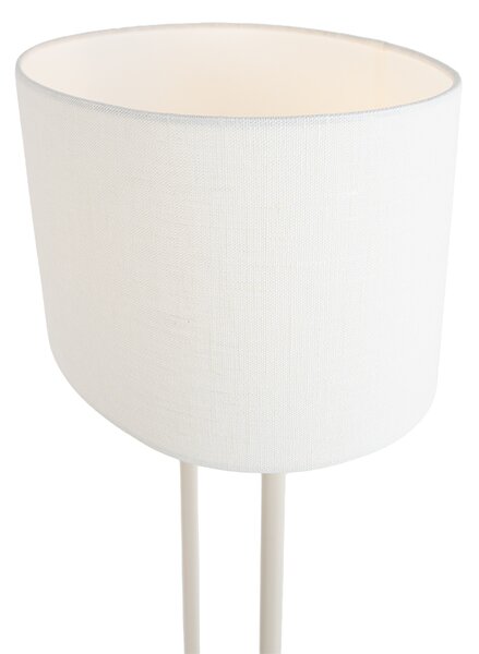 Lampada da terra beige con paralume ovale bianco in lino 35 cm - Thijmen