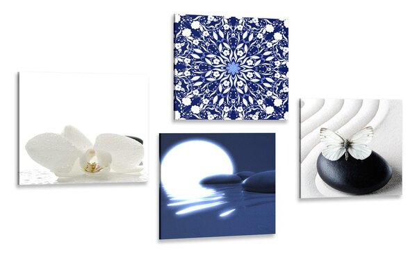 Set di quadri – Feng Shui in bianco e blu