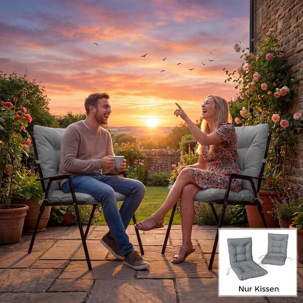 Outsunny Cuscino da esterno con schienale e cinghie, imbottitura idrorepellente per interno ed esterno, grigio chiaro | Aosom Italy