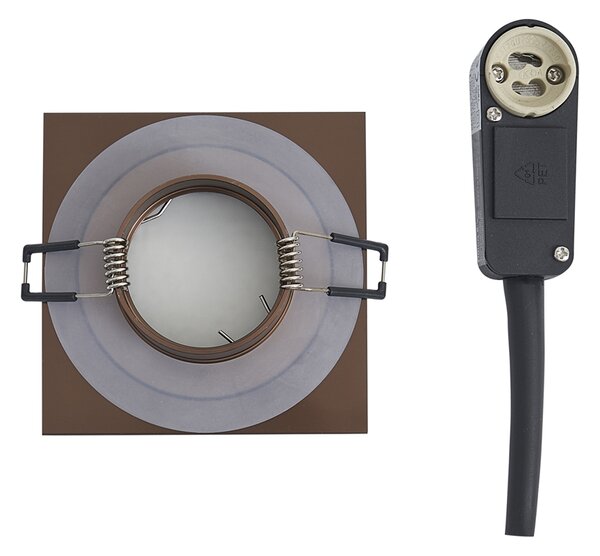 Set di 6 faretti da incasso moderni bronzo scuro quadrato IP44 - Qure