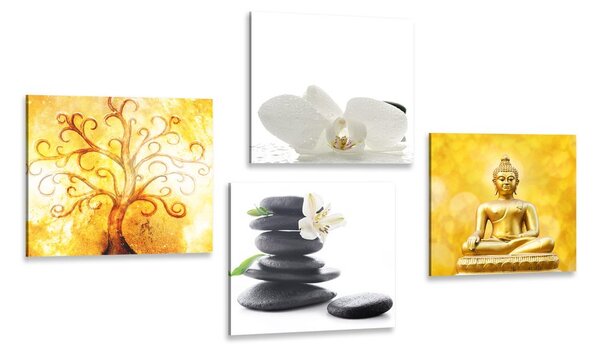 Set di quadri – Feng Shui in bianco e giallo