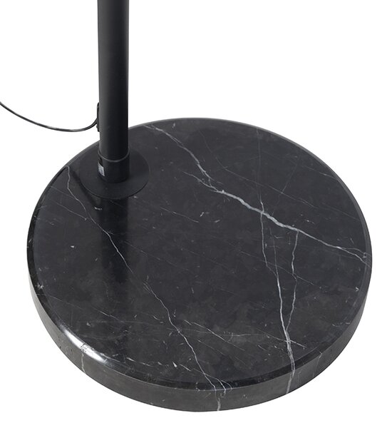 Lampada da terra nera con paralume a righe marroni e beige 50 cm - XXL